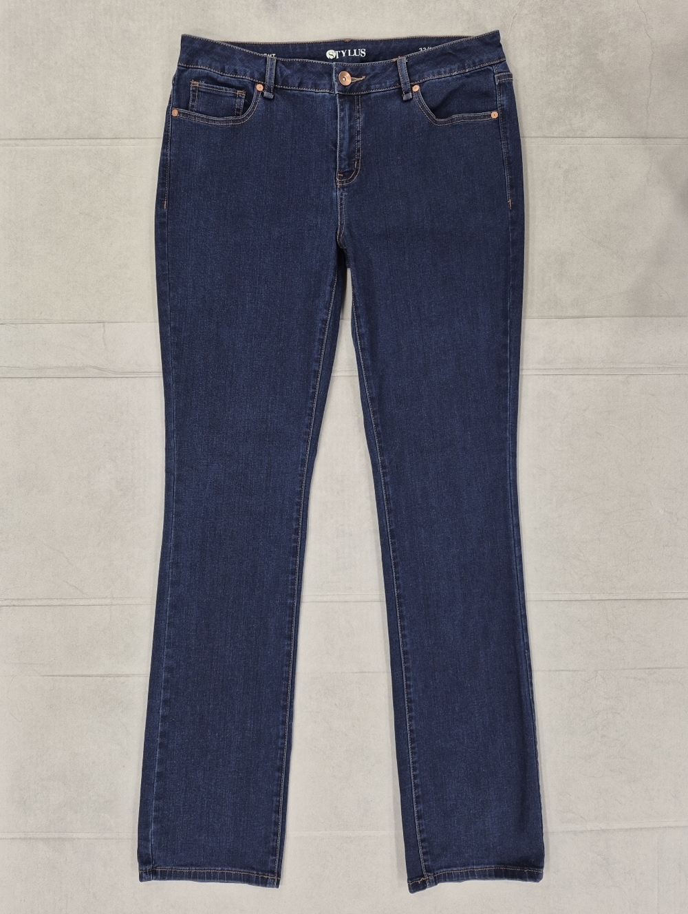 Stylus Slim Straight jeans women's 32/14 Tall dark wash stretch mid rise